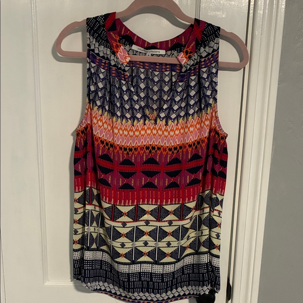 Collective Concepts Sleeveless Tank Top in Red, Navy and Cream